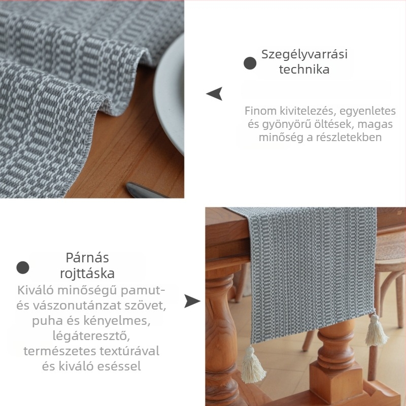 Minimalista japán stílusú jacquard asztalterítő – hosszú futó a tea ceremóniához