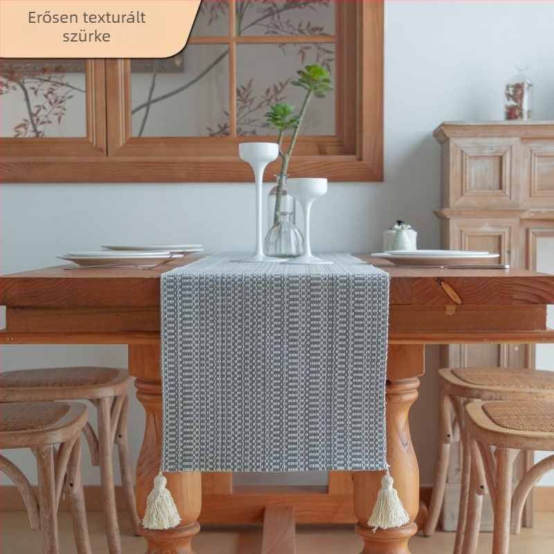 Minimalista japán stílusú jacquard asztalterítő – hosszú futó a tea ceremóniához