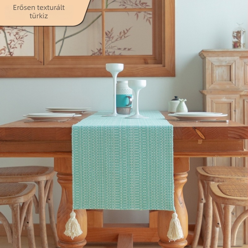 Minimalista japán stílusú jacquard asztalterítő – hosszú futó a tea ceremóniához