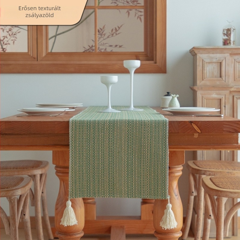 Minimalista japán stílusú jacquard asztalterítő – hosszú futó a tea ceremóniához