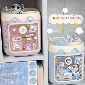 Képregényes, aranyos malac tolltartó fiókos rendező, irodai és iskolai használathoz, nagy kapacitású