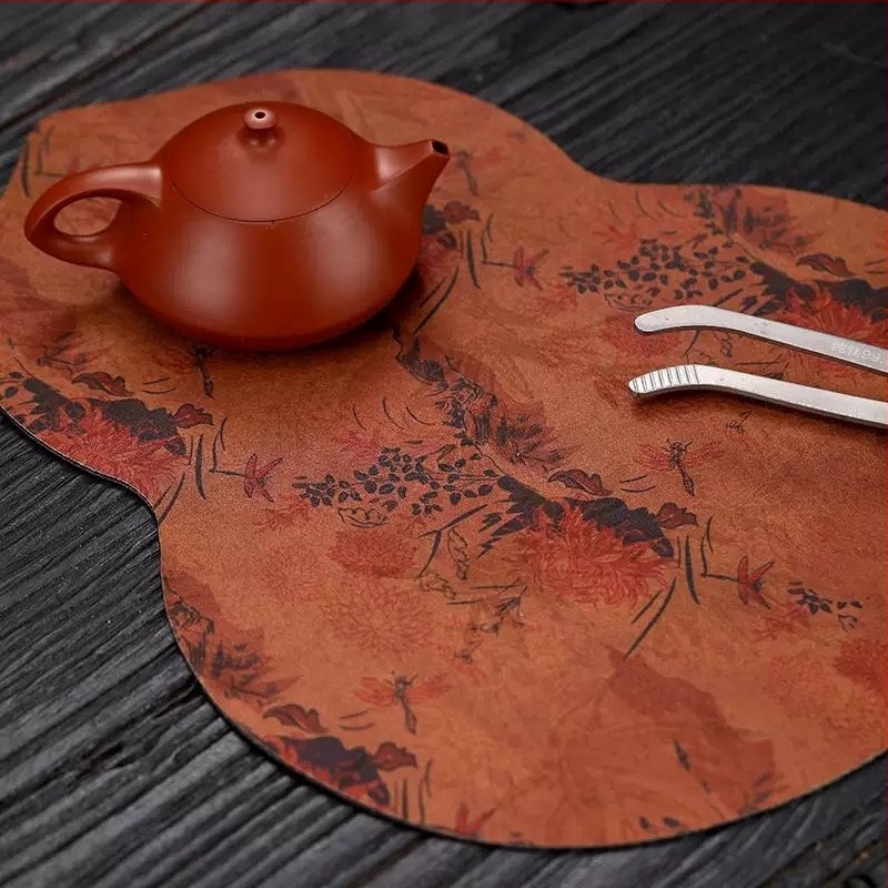 Új kínai stílusú vastag teaalátét, vintage illatú felhőszálból, zen ihletésű dizájn, csúszásmentes, kis méretű