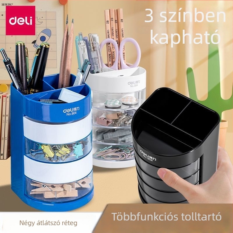 Deli 904 Multifunkciós tolltartó, irodai műanyag rendező, kreatív tárolás, négy réteg