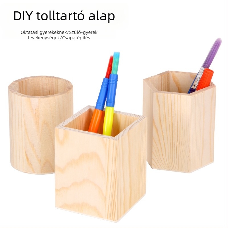 Fenyőfából készült kör alakú tolltartó, tömörfa hexagonális tolltartó, kézzel készített DIY tolltartó, fa forma Snowflake DIY-hez ultrakönnyű agyag
