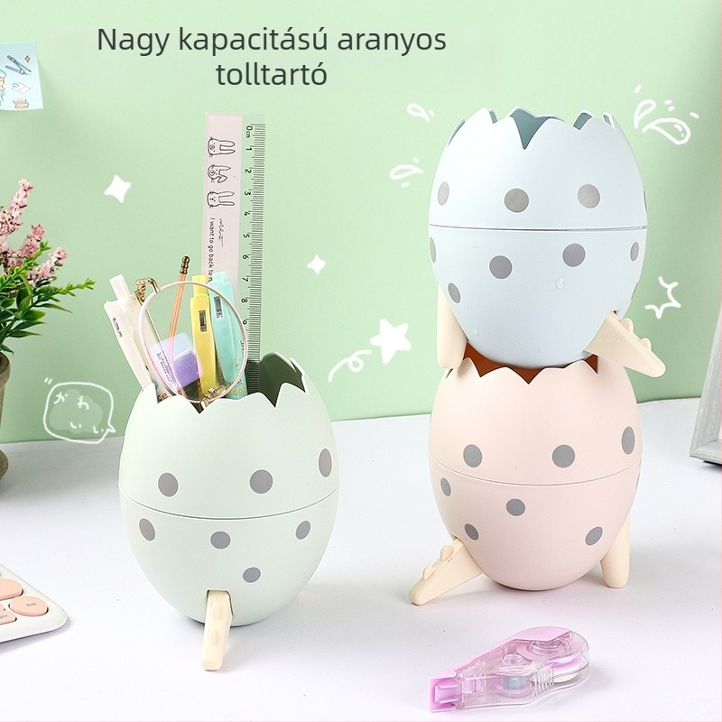 Dínótojás alakú tolltartó, nagy kapacitású irodai szervező, kozmetikai tároló, dekoratív elem