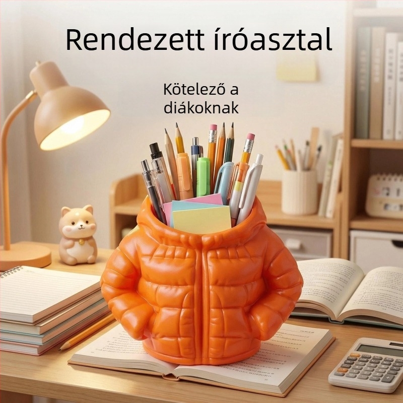 Tolltartó dzseki formájú, nagy kapacitású asztali rendszerező és kreatív irodai dekoráció