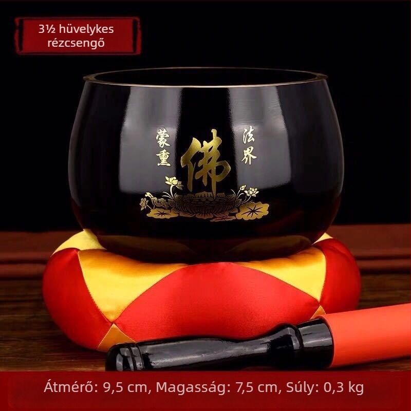 Japán-stílusú réz buddhista harangok és tálak Heart Sutra rituálékhoz