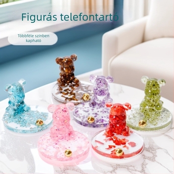 Kézzel készített kristályos dísztárgy asztalra és mobiltelefon-tartóval ölelő medvével, unikornissal és bagollyal