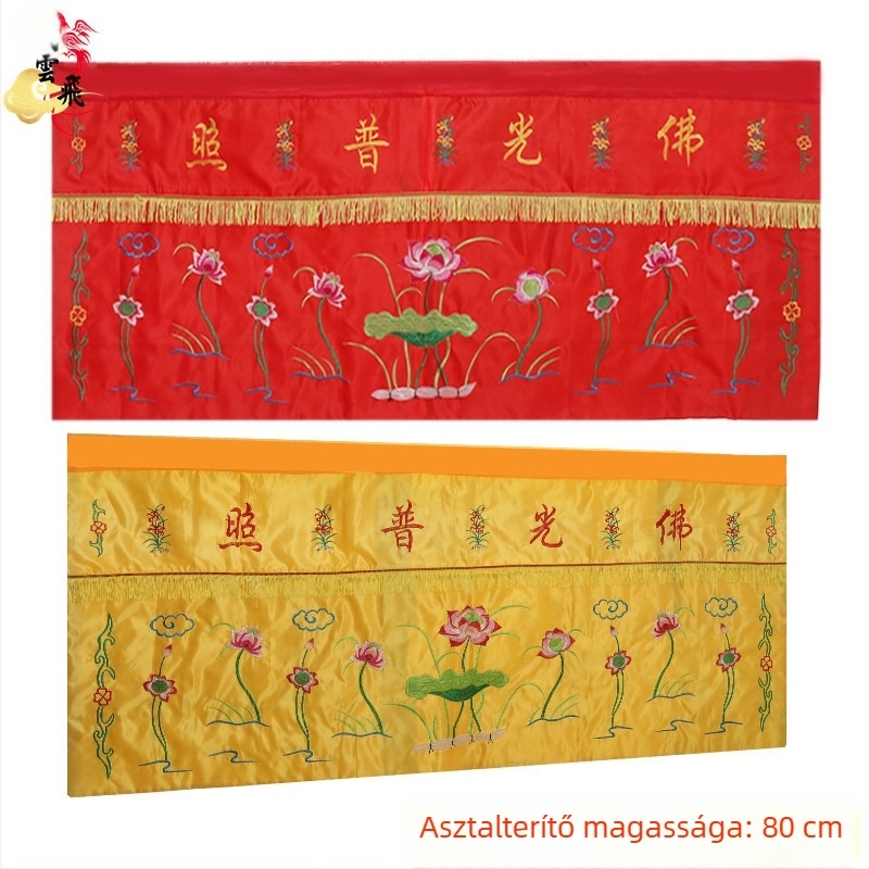 Buddhista templom asztalterítő lótusz hímzéssel