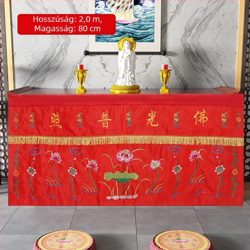Buddhista templom asztalterítő lótusz hímzéssel