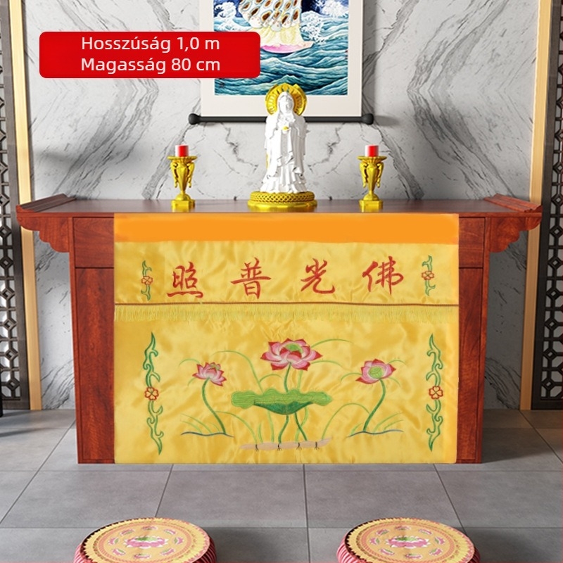 Buddhista templom asztalterítő lótusz hímzéssel