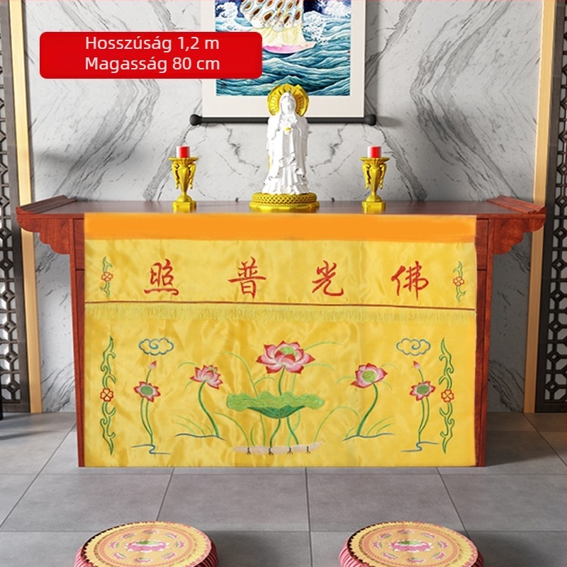 Buddhista templom asztalterítő lótusz hímzéssel