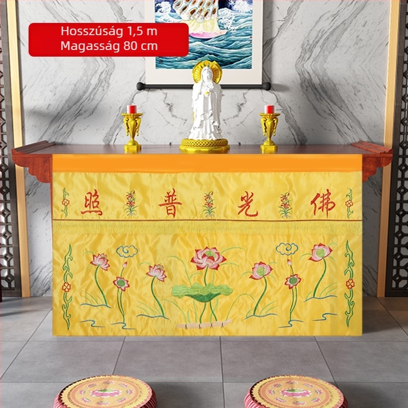 Buddhista templom asztalterítő lótusz hímzéssel