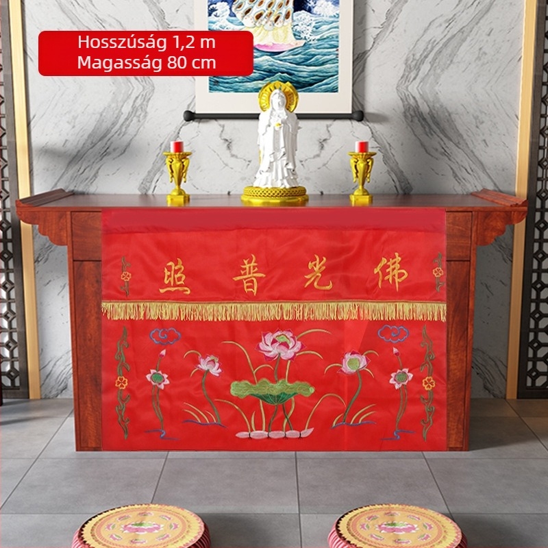 Buddhista templom asztalterítő lótusz hímzéssel