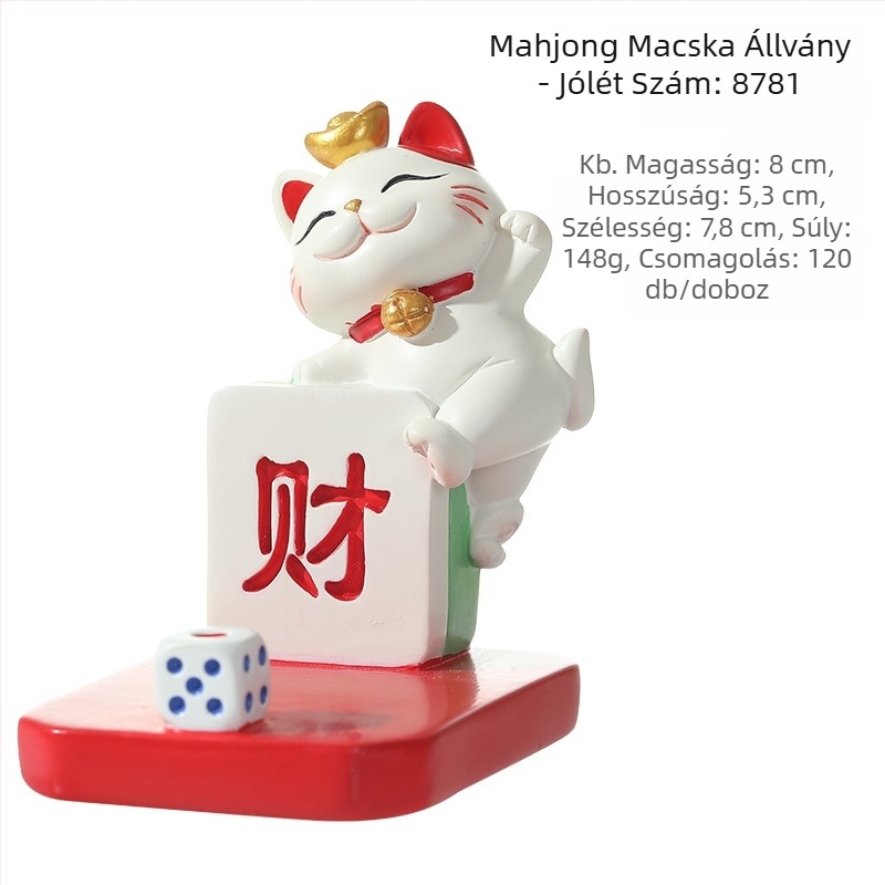 Kreatív, aranyos Mahjong szerencse macska telefon-tartó, asztali dekoráció, irodai ajándék, autóba is illik