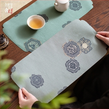 Zhishe hatszögletű Tang virág mintájú tea matrac, új kínai zen stílusú teaceremónia textil, kétoldalas teaasztal futó
