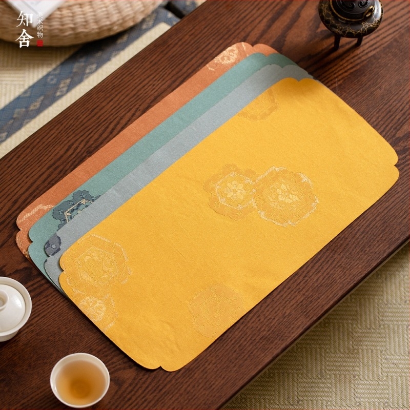 Zhishe hatszögletű Tang virág mintájú tea matrac, új kínai zen stílusú teaceremónia textil, kétoldalas teaasztal futó