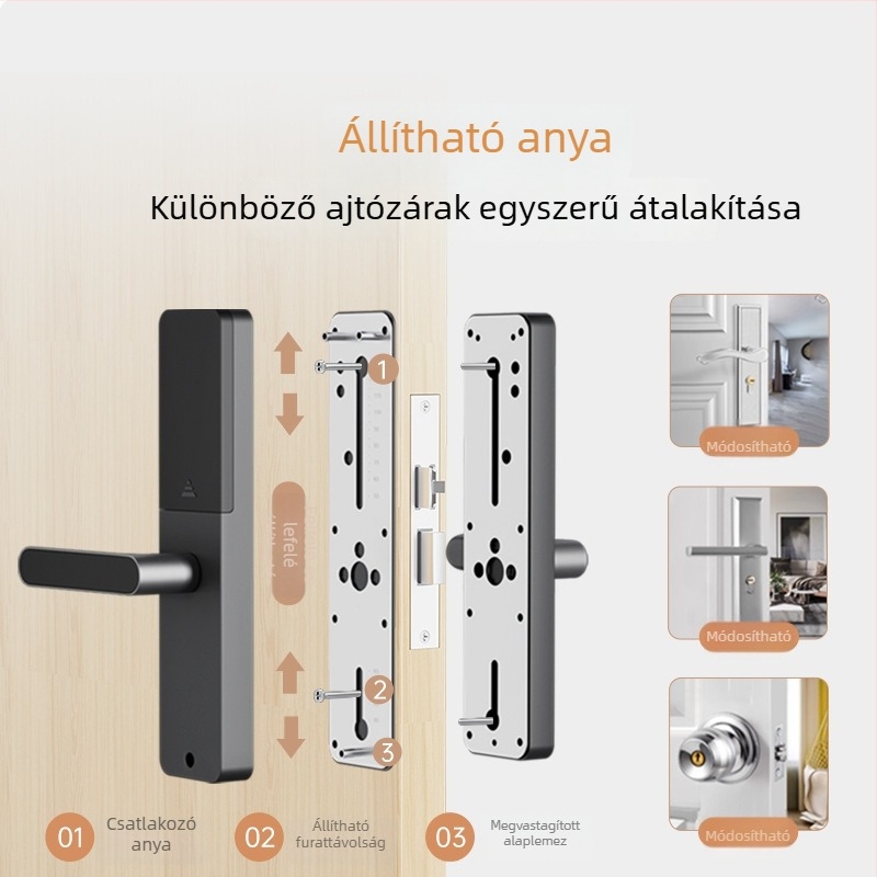 Fa ajtóhoz intelligens zár ujjlenyomat- és jelszós hozzáféréssel – otthon és iroda, fúrás nélkül