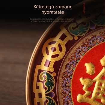 Ötvözetből készült gyümölcstál Buddha-offeringhez, lótusz motívummal, Guanyinnal és a Vagyon Istene