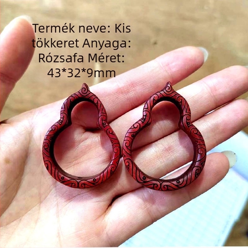 ebonfa és vörös szantálfa tök alakú keret buddhista oltárhoz, autóba akasztható kulcstartó és medál DIY ékszerkészítéshez