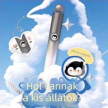 Heshuo 815 állatmintás gél toll klippel és nagyítóval, fekete, 0,5 mm