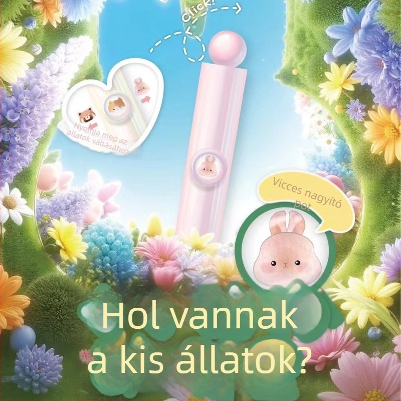 Heshuo 815 állatmintás gél toll klippel és nagyítóval, fekete, 0,5 mm