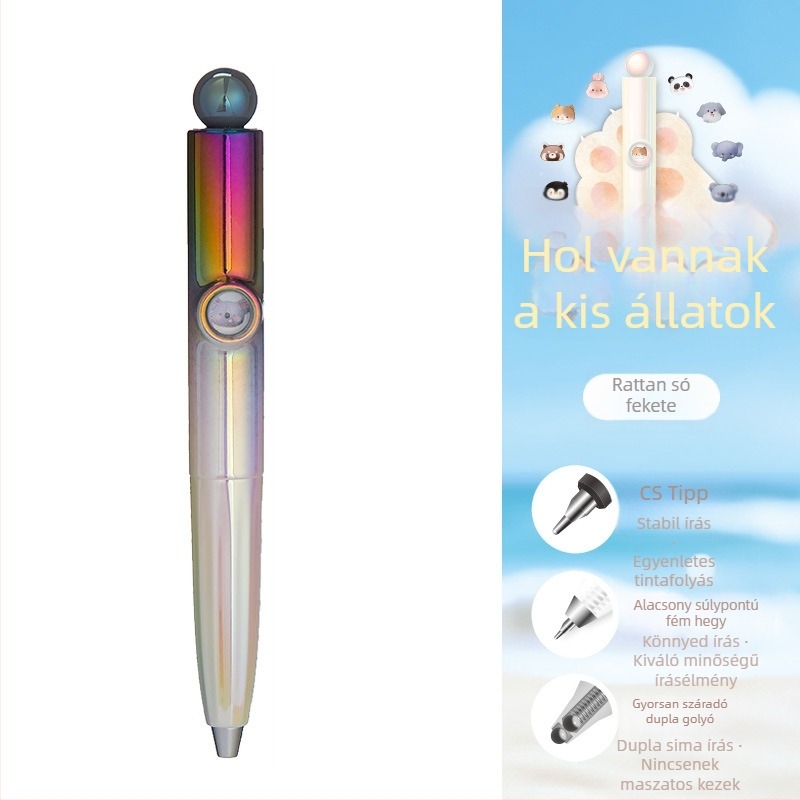 Heshuo 815 állatmintás gél toll klippel és nagyítóval, fekete, 0,5 mm