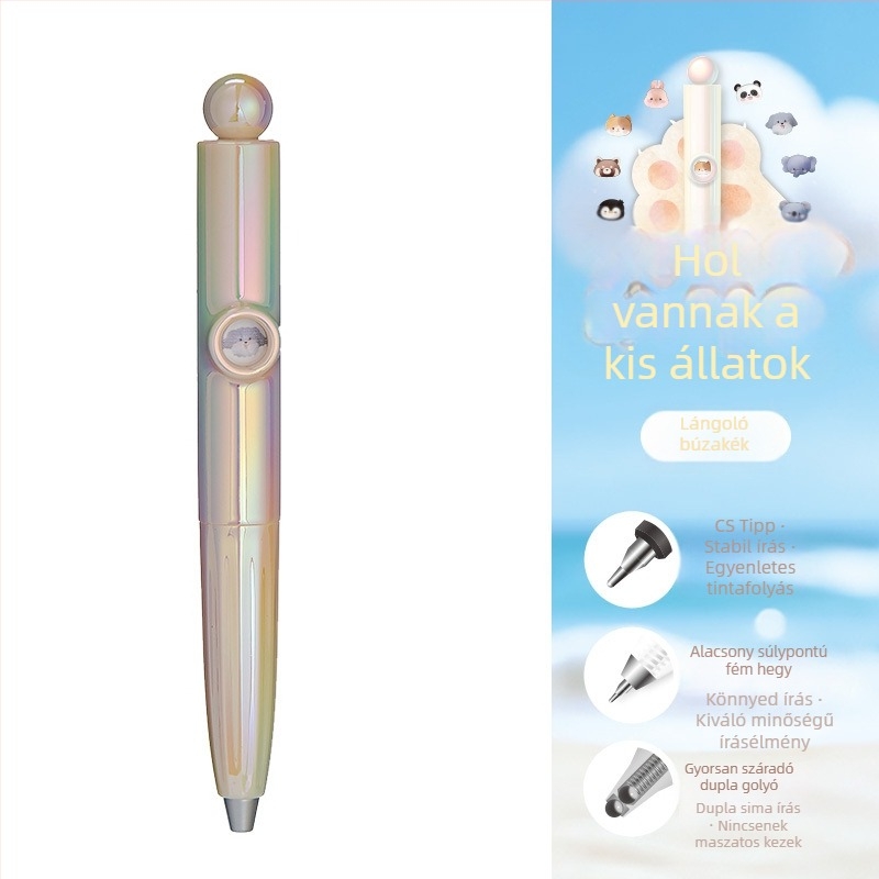 Heshuo 815 állatmintás gél toll klippel és nagyítóval, fekete, 0,5 mm