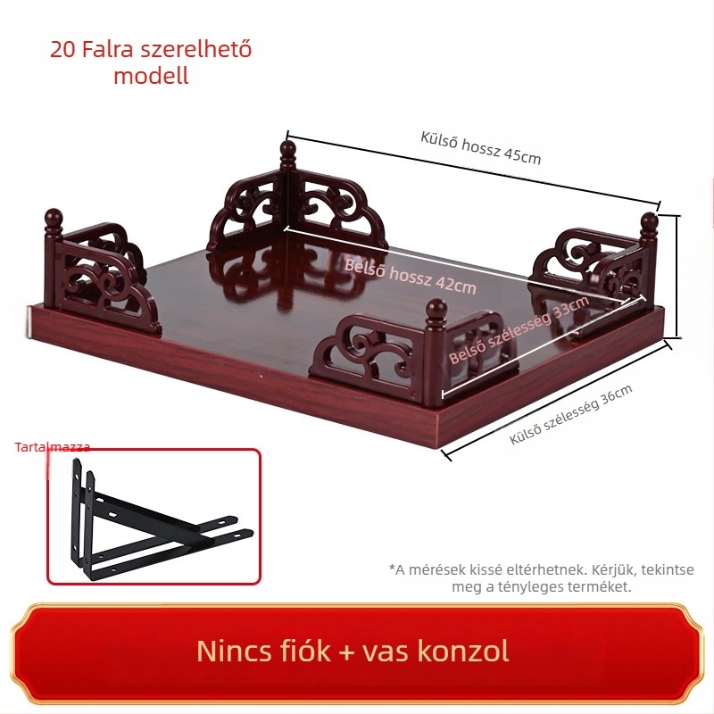 Falra szerelhető otthoni oltár a Pénzisten és Guan Gong szobrával