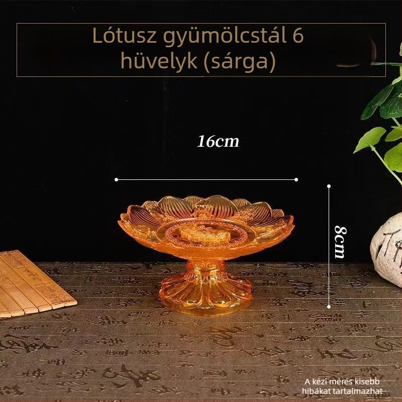 Vörös lótusz áldozati tál házi oltárhoz, átlátszó műanyag gyümölcstál