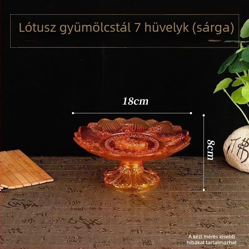 Vörös lótusz áldozati tál házi oltárhoz, átlátszó műanyag gyümölcstál