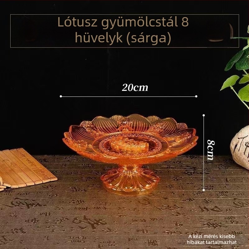 Vörös lótusz áldozati tál házi oltárhoz, átlátszó műanyag gyümölcstál