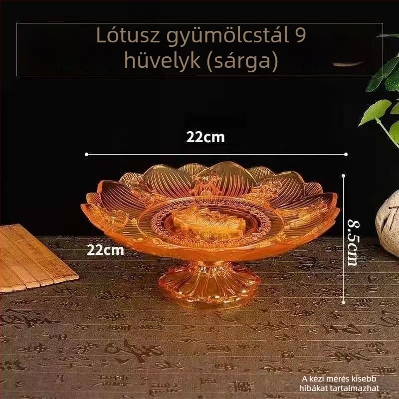 Vörös lótusz áldozati tál házi oltárhoz, átlátszó műanyag gyümölcstál