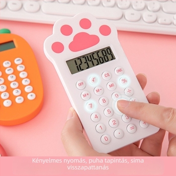 Mini zsebszámológép macska tappancs dizájnnal, diákoknak és irodai használatra
