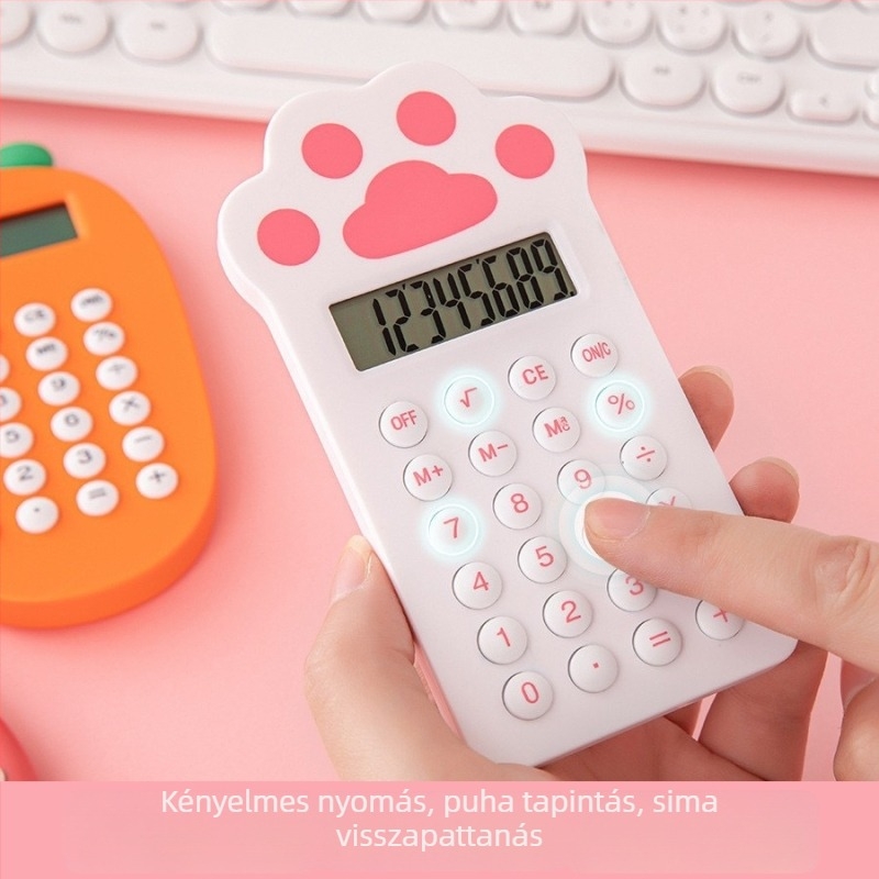 Mini zsebszámológép macska tappancs dizájnnal, diákoknak és irodai használatra