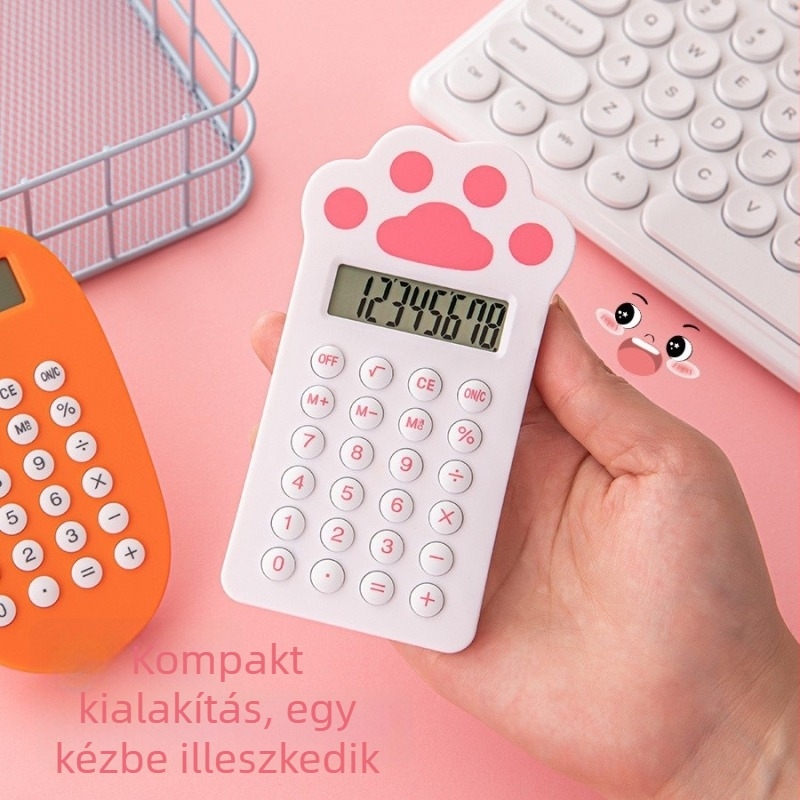 Mini zsebszámológép macska tappancs dizájnnal, diákoknak és irodai használatra