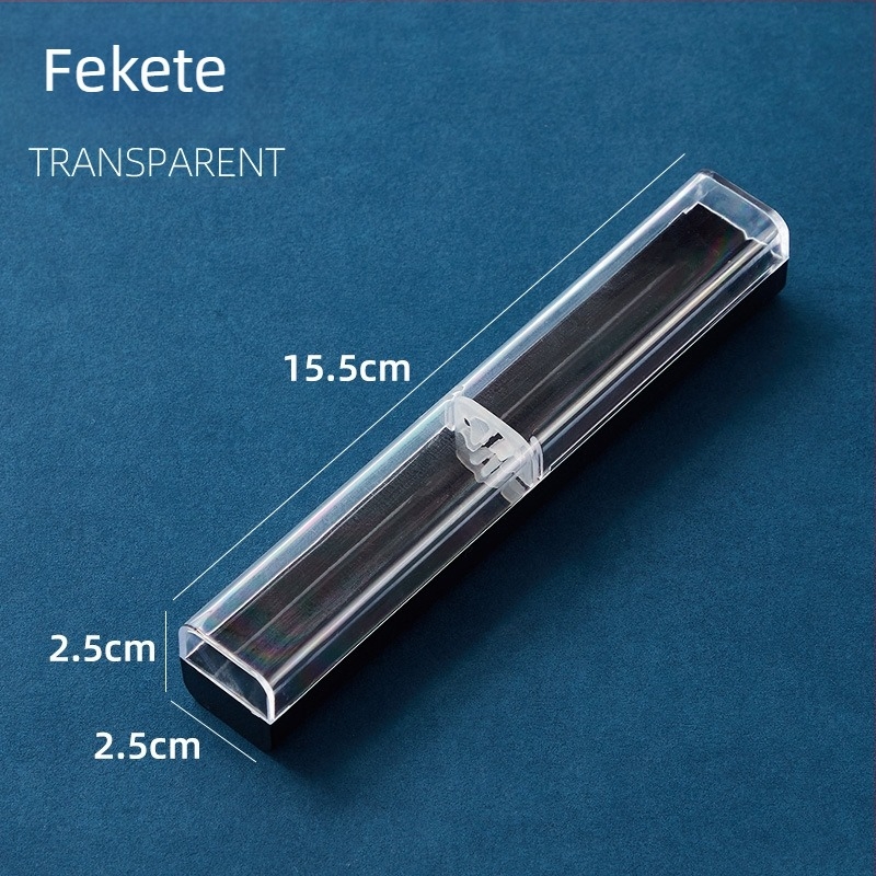 Átlátszó tolltartó fedéllel, elegáns, kompakt tok aláíró tollhoz, színes félátlátszó fekete felület
