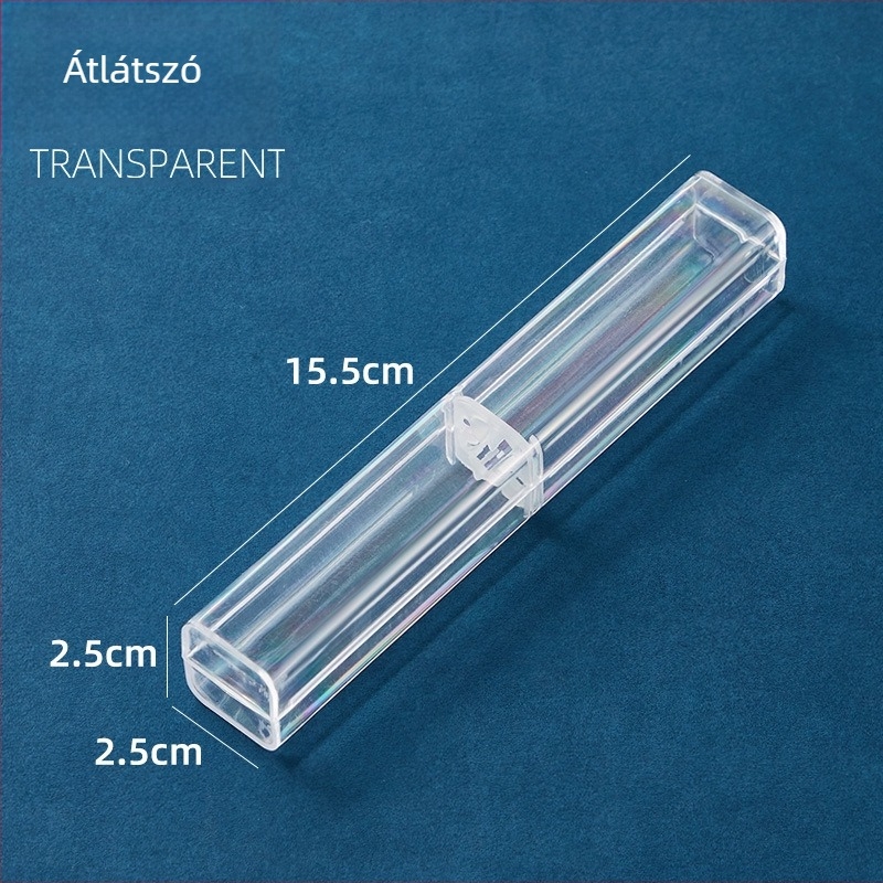 Átlátszó tolltartó fedéllel, elegáns, kompakt tok aláíró tollhoz, színes félátlátszó fekete felület