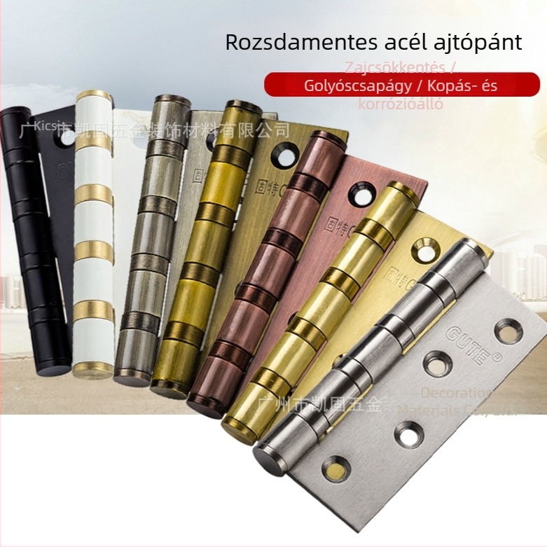Gut rozsdamentes acélból készült faajtó zsanér, 4 hüvelykes csapágy, vastagított kis szárny, csendes működés