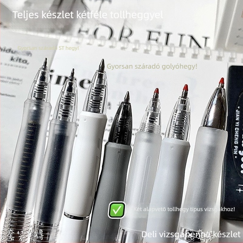 Deli visszahúzható zselés toll ST-tippel, gyorsan száradó fekete, közép- és gimnáziumi vizsgákhoz