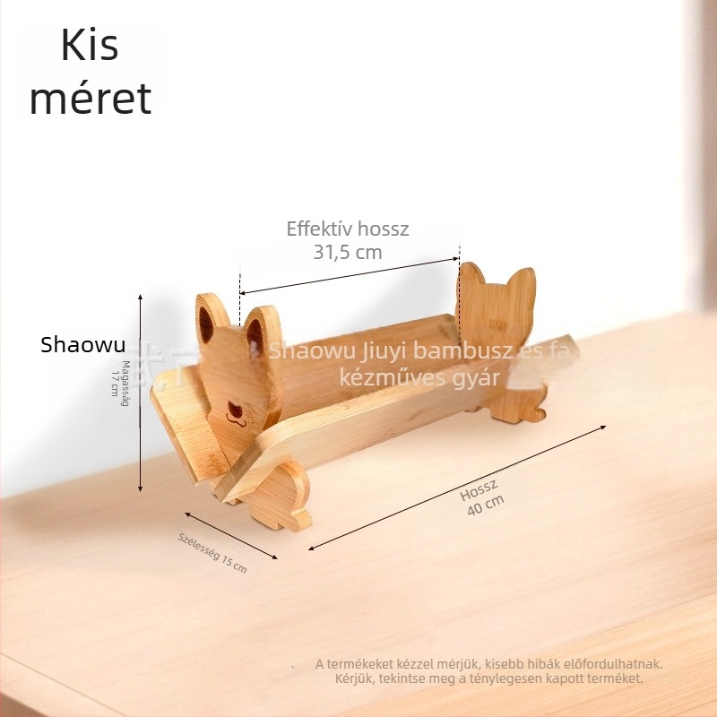 Bambusz és fa könyvtartó – masszív faanyagú íróasztali könyvtartó, kreatív minimalist dizájn, kompakt mini polc