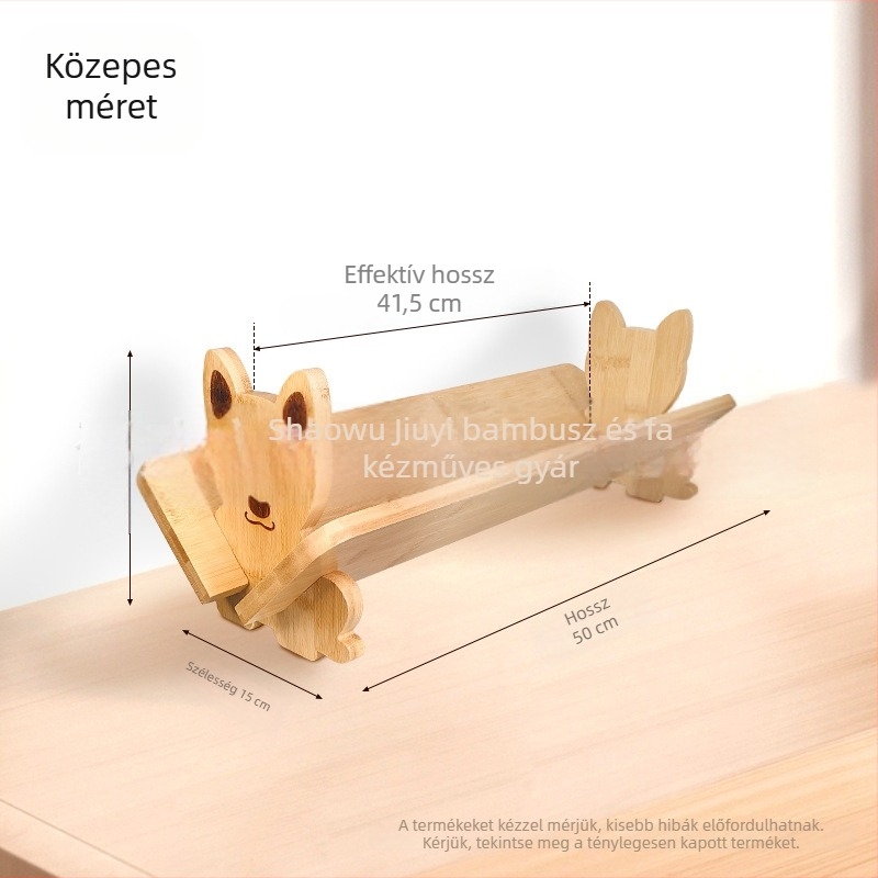 Bambusz és fa könyvtartó – masszív faanyagú íróasztali könyvtartó, kreatív minimalist dizájn, kompakt mini polc