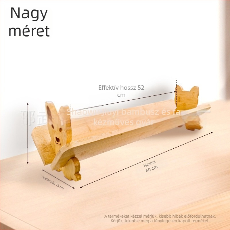 Bambusz és fa könyvtartó – masszív faanyagú íróasztali könyvtartó, kreatív minimalist dizájn, kompakt mini polc