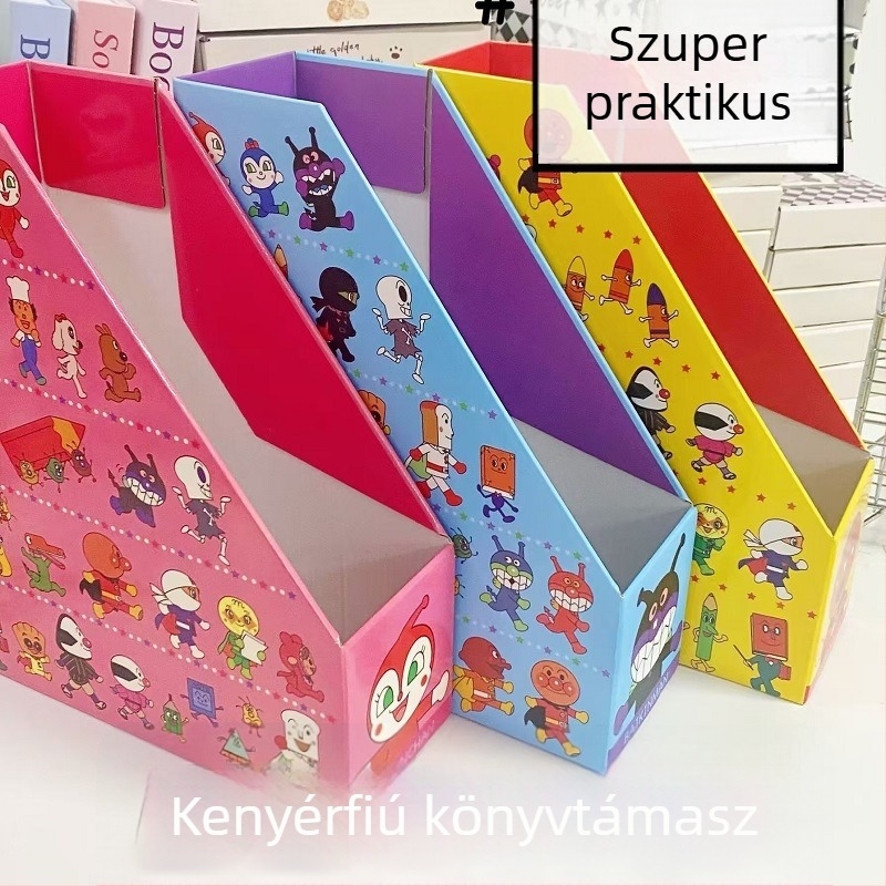 Anpanman kézzel rajzolt stílusú asztali könyvtartó, tároló doboz, asztali könyvespolc, papírdosszié, aranyos rajzfilmfigura