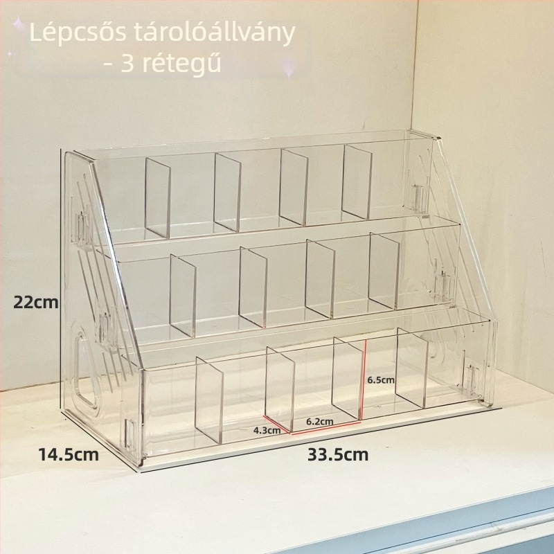 Nagy kapacitású nyílt tolltartó osztott rekeszekkel, átlátszó asztali rendező irodai kellékekhez