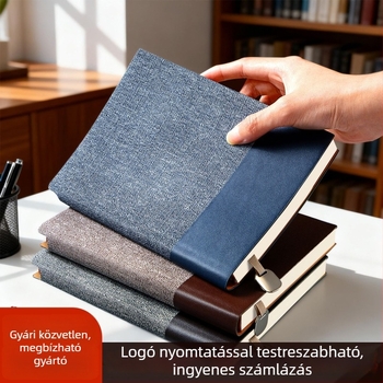 A5-ös notesz bőrtokkal, testreszabható logóval – üzleti találkozókhoz és irodai jegyzetekhez