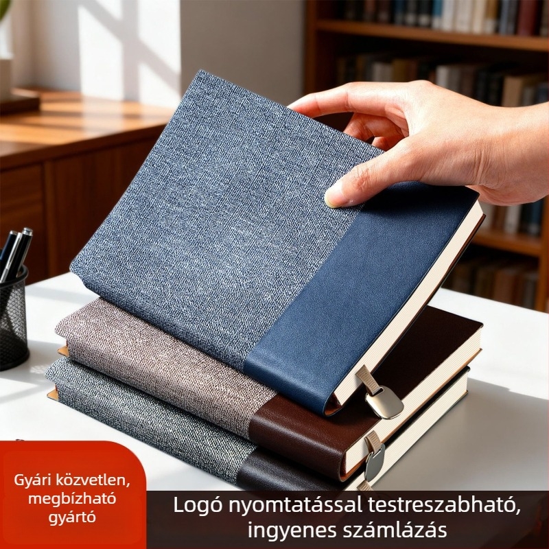 A5-ös notesz bőrtokkal, testreszabható logóval – üzleti találkozókhoz és irodai jegyzetekhez