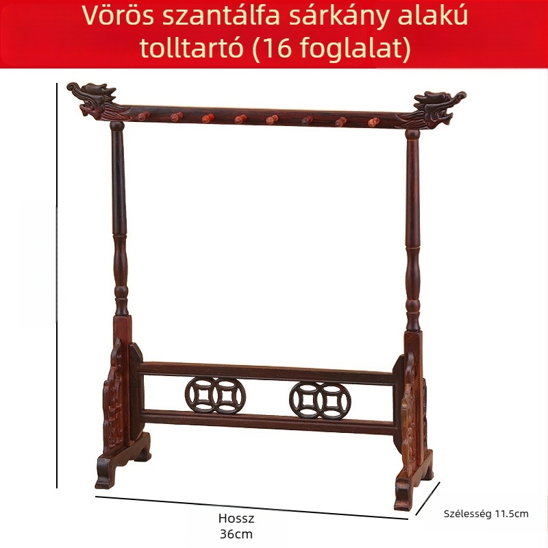 Ming-stílusú fa ecsettartó kaligráfiához, kiállításra és tárolásra, rosewood, 36×11.5×36.5 cm, kreatív és minimalist