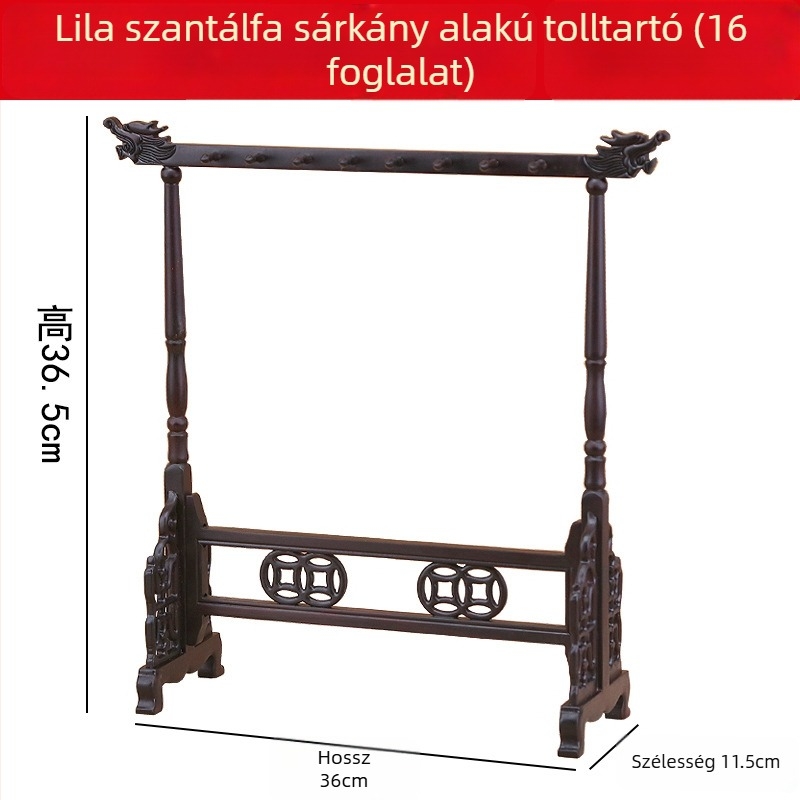 Ming-stílusú fa ecsettartó kaligráfiához, kiállításra és tárolásra, rosewood, 36×11.5×36.5 cm, kreatív és minimalist