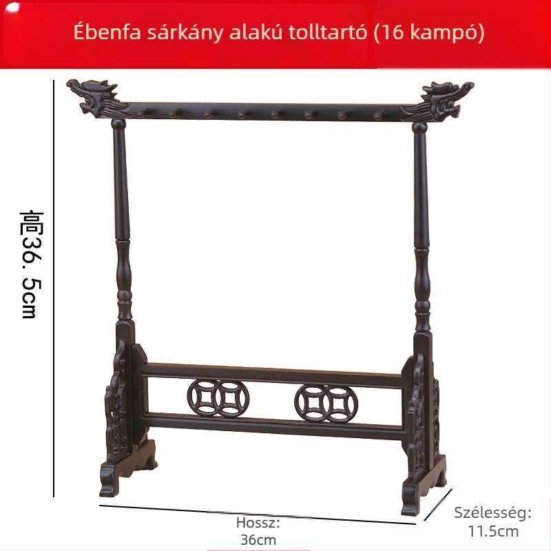 Ming-stílusú fa ecsettartó kaligráfiához, kiállításra és tárolásra, rosewood, 36×11.5×36.5 cm, kreatív és minimalist
